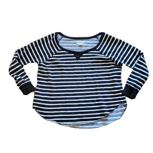 Denim & Supply Ralph Lauren Top Shirt Women Small Black White Striped Knit Basic - Picture 1 of 10